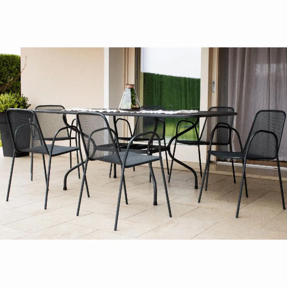 Masă de grădină din plasă metalică 180 cm, fabricată în Italia - Lirion Viadurini