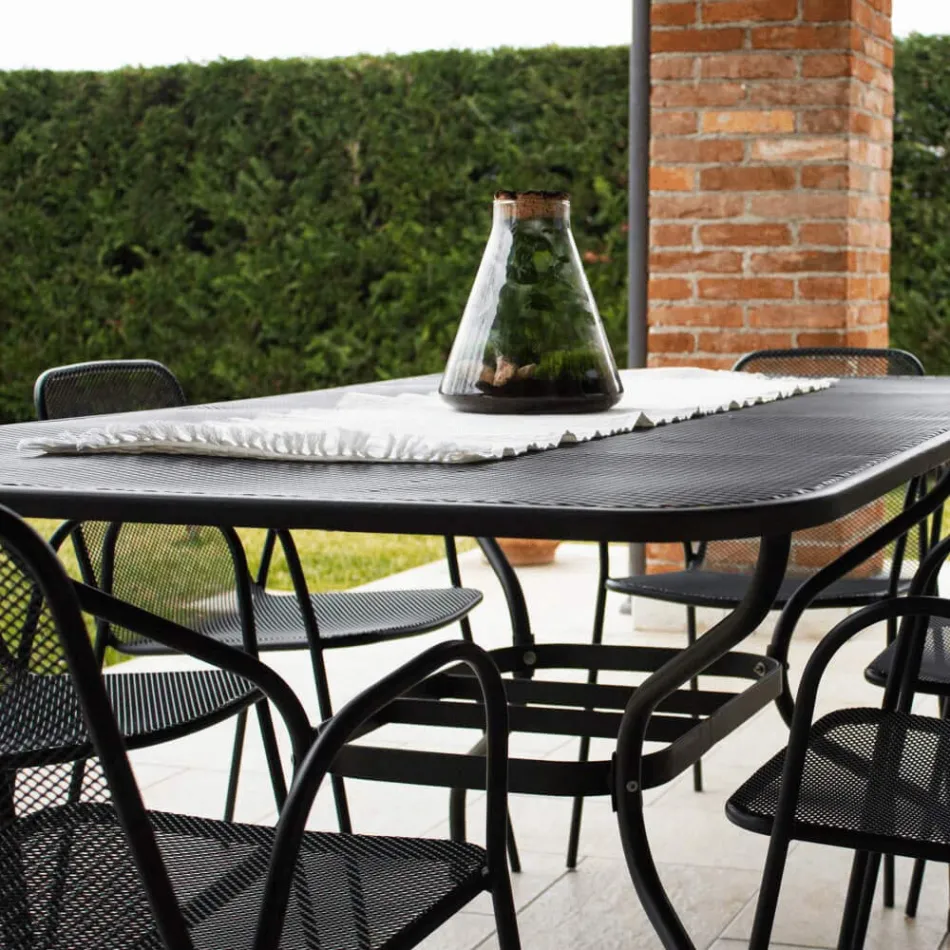 Masă de grădină din plasă metalică 180 cm, fabricată în Italia - Lirion Viadurini