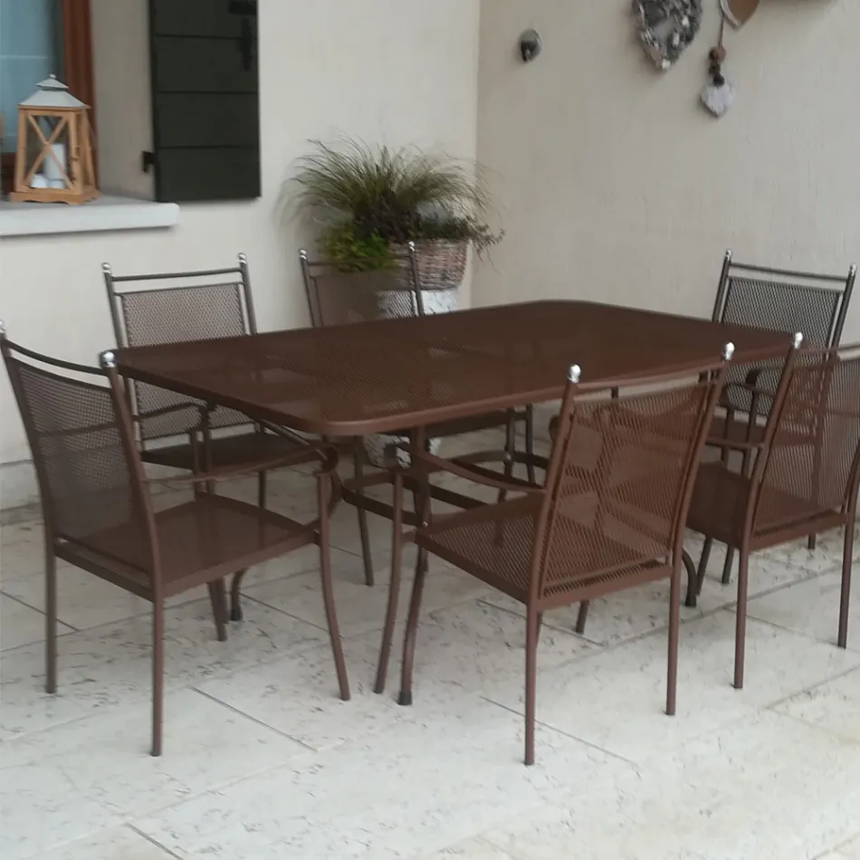 Masă de grădină din plasă metalică 180 cm, fabricată în Italia - Lirion Viadurini