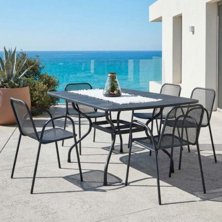 Masă de grădină din plasă metalică 180 cm, fabricată în Italia - Lirion Viadurini