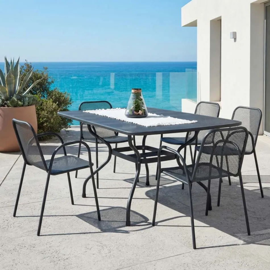 Masă de grădină din plasă metalică 180 cm, fabricată în Italia - Lirion Viadurini
