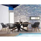 Masă de grădină cu blat în lemn de tec de Homemotion - Cowen Design Viadurini