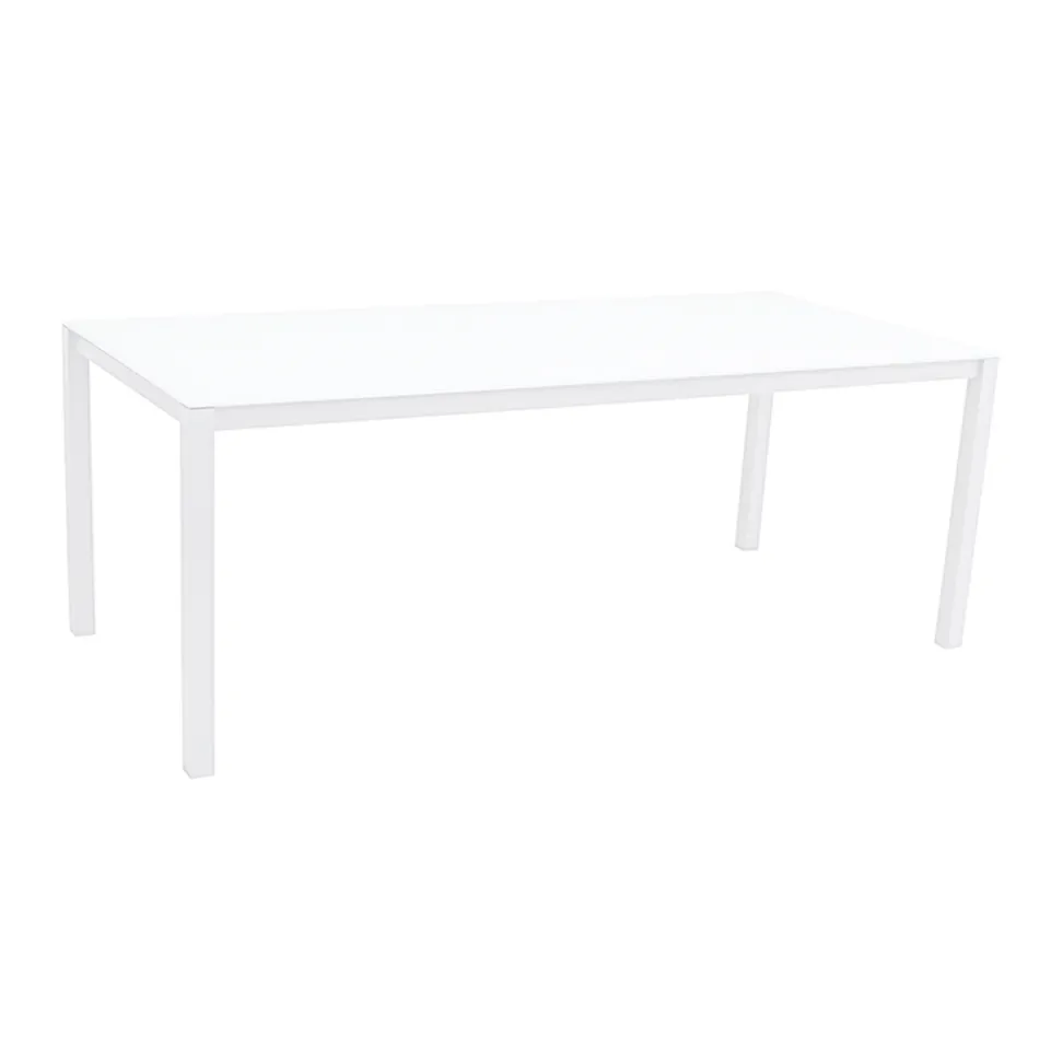 Masa de gradina cu structura din aluminiu vopsit si blat din sticla - Salim Viadurini