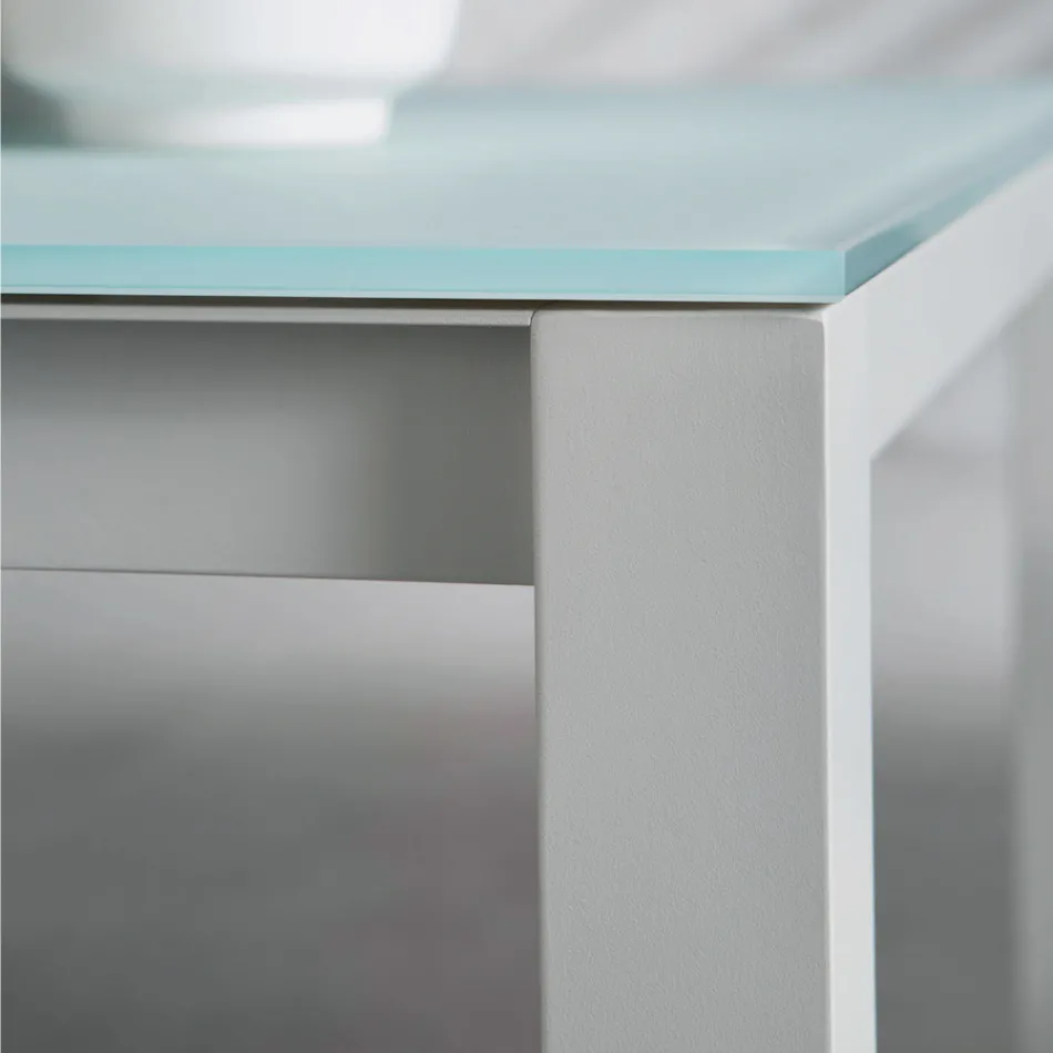 Masa de gradina cu structura din aluminiu vopsit si blat din sticla - Salim Viadurini