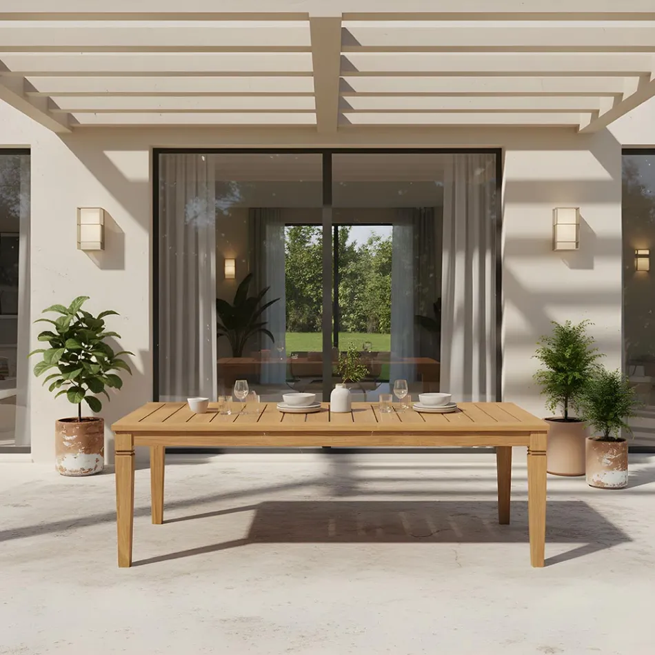 Masa de gradina cu structura din teak natural periat - Artes Viadurini