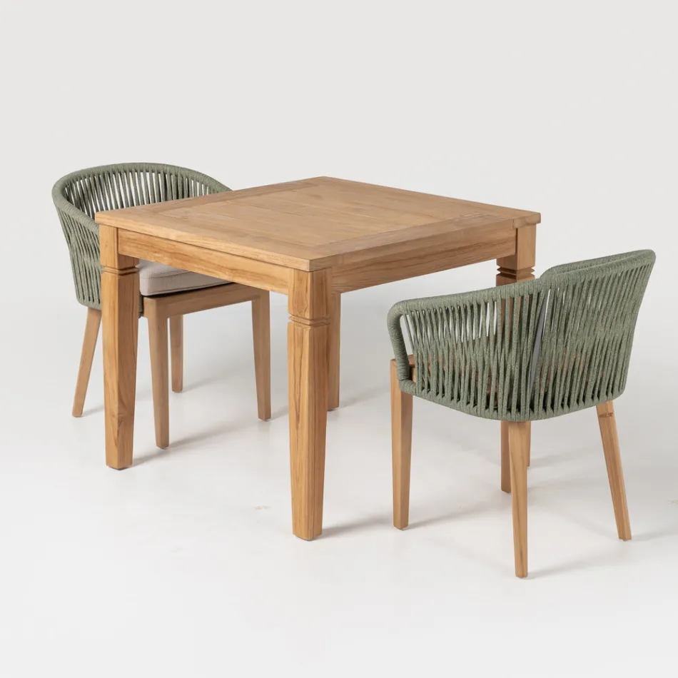 Masa de gradina cu structura din teak natural periat - Artes Viadurini