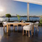 Masa de gradina din Teak natural si blat din ceramica - Artes Viadurini