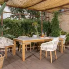 Masa de gradina din Teak natural si blat din ceramica - Artes Viadurini
