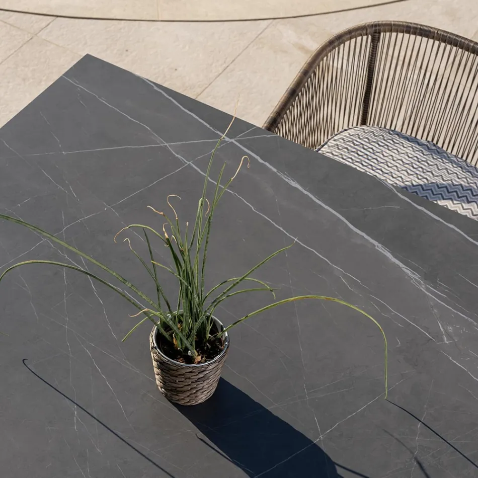 Masa de gradina din Teak natural si blat din ceramica - Artes Viadurini