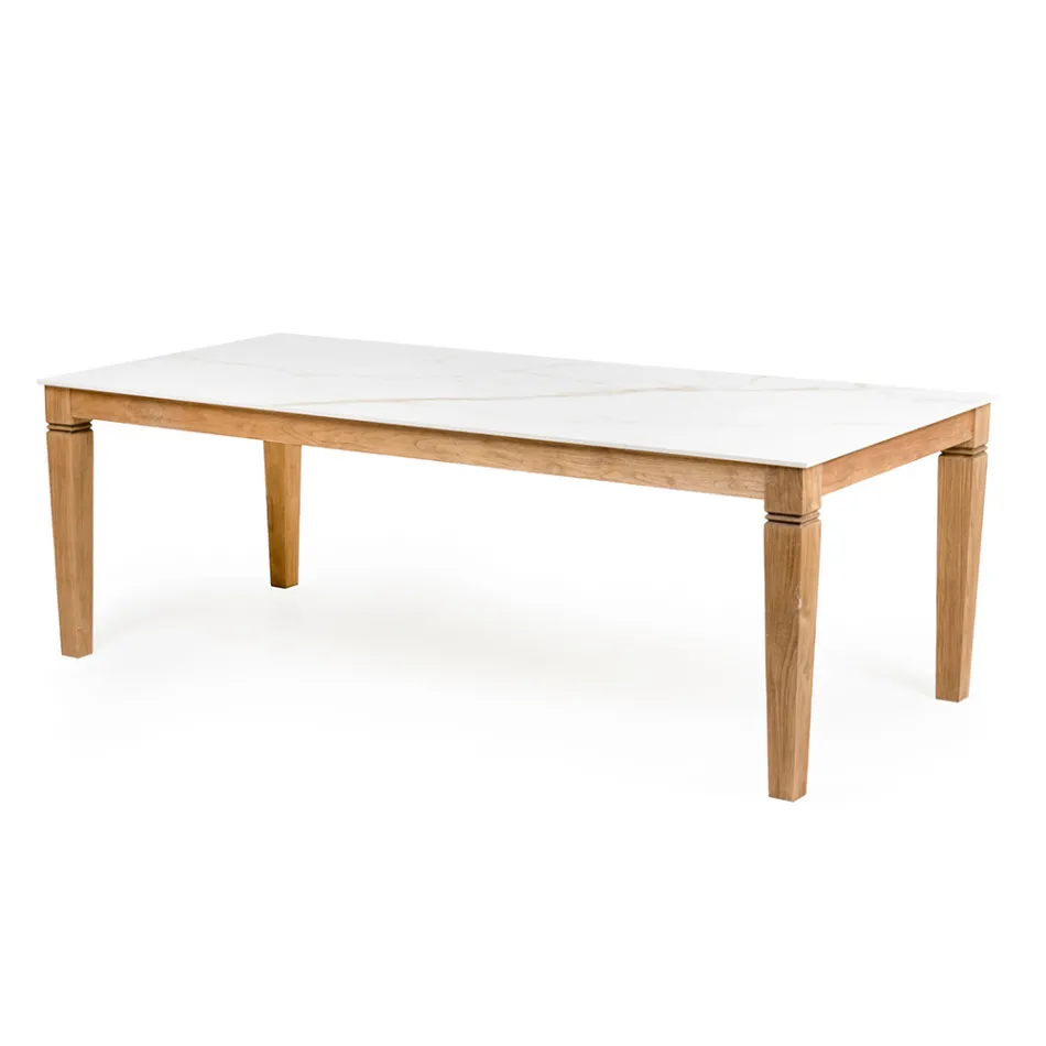 Masa de gradina din Teak natural si blat din ceramica - Artes Viadurini