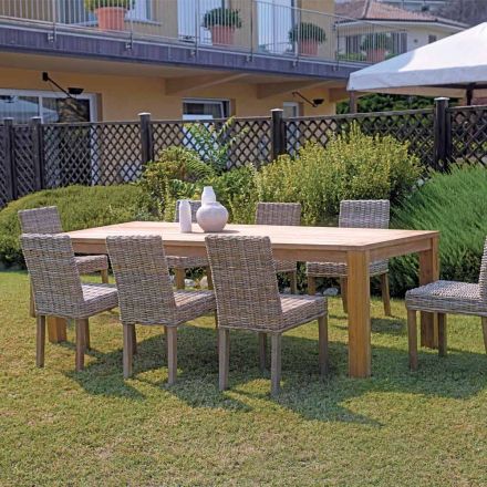 Masă de grădină dreptunghiulară din lemn de tec reciclat - Elianto  Viadurini