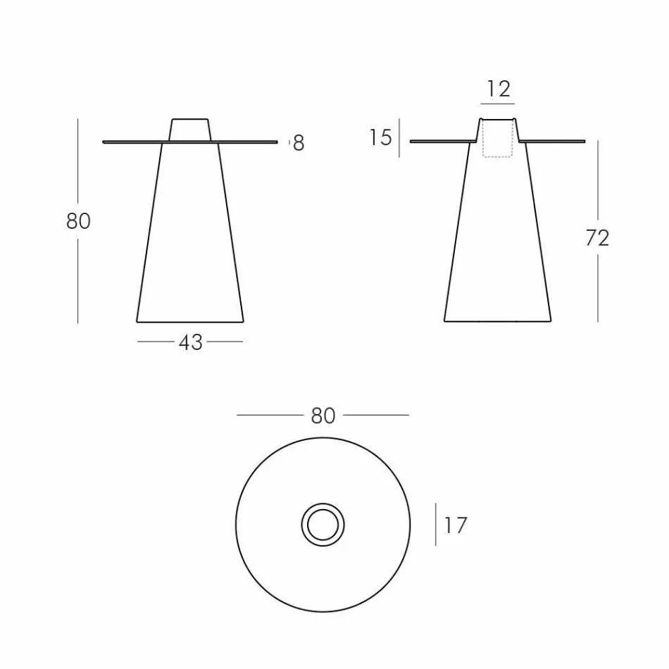 Sticlă de polietilenă din sticlă de masă din sticlă interioară (H80) lăcuită în Italia Viadurini