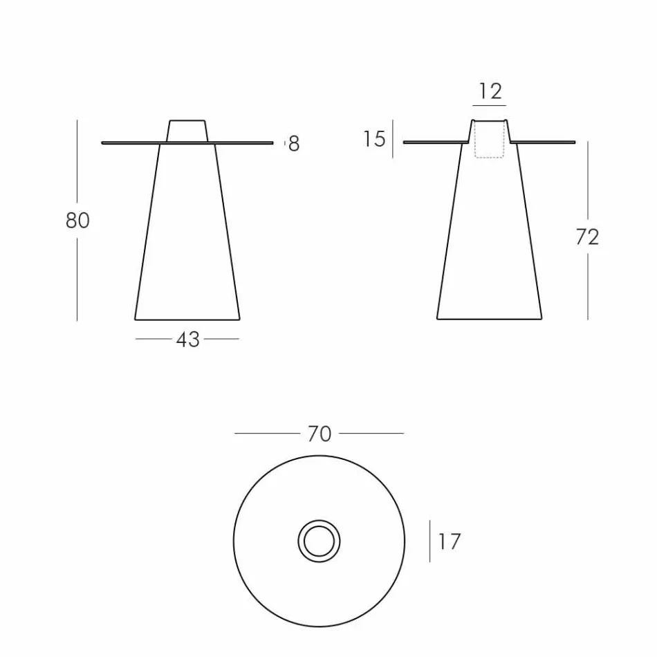 Sticlă de polietilenă din sticlă de masă din sticlă interioară (H80) lăcuită în Italia Viadurini