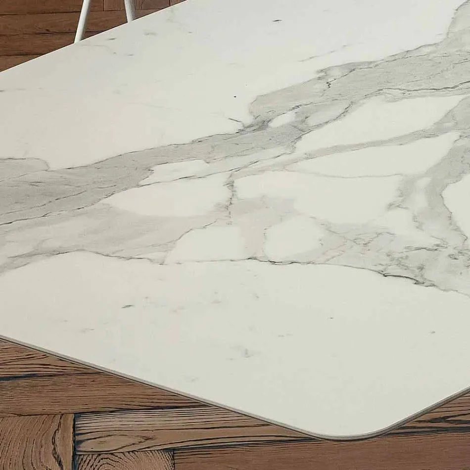 Masă de luat masa în butoi din Laminam și marmură sintetică Made in Italy - Brontolo Viadurini