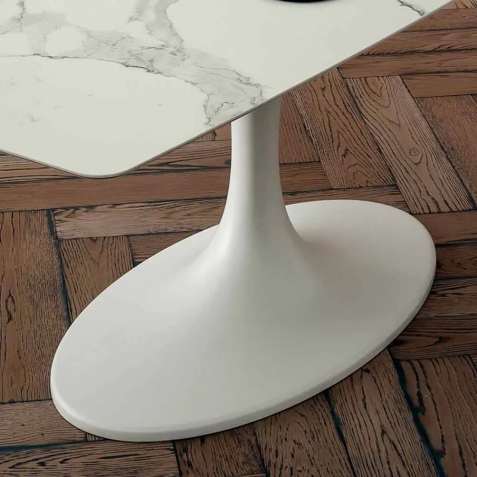 Masă de luat masa în butoi din Laminam și marmură sintetică Made in Italy - Brontolo Viadurini