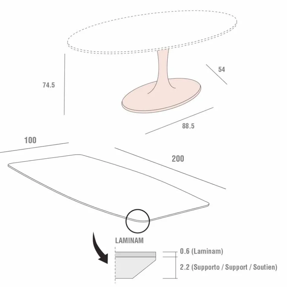 Masă de luat masa în butoi din Laminam și marmură sintetică Made in Italy - Brontolo Viadurini