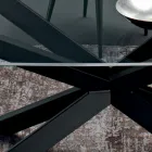 Masa de sufragerie in forma de butoi din sticla si otel Made in Italy - Cave Viadurini