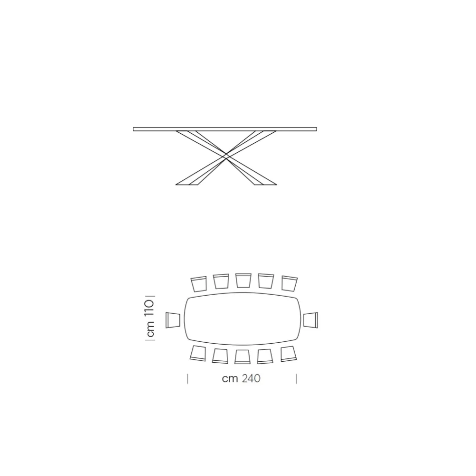 Masa de sufragerie in forma de butoi din sticla si otel Made in Italy - Cave Viadurini