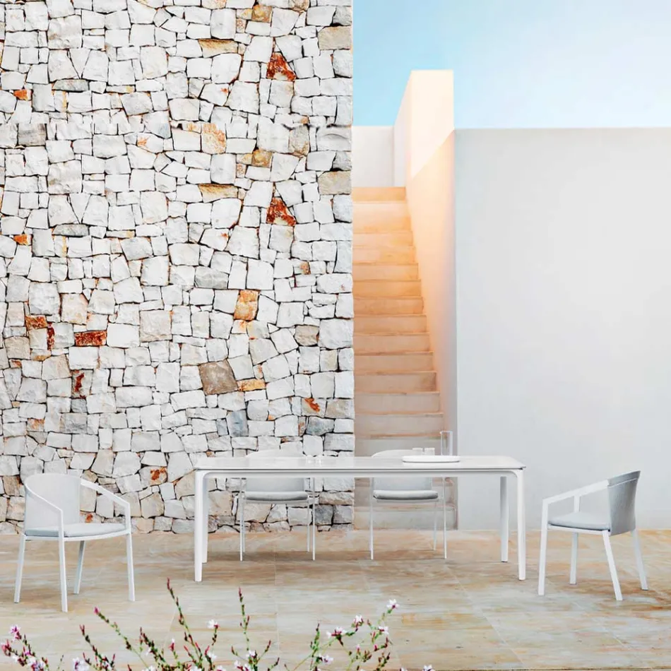 Masa Extensibila Exterioara 318 cm din Aluminiu si Gresie - Filomena Viadurini