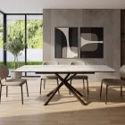 Masă extensibilă (200/230 cm) din sticlă ceramică și metal - Naisha Viadurini