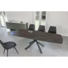 Masa de sufragerie extensibila pana la 230 cm din sticla ceramica si metal - Kinari Viadurini