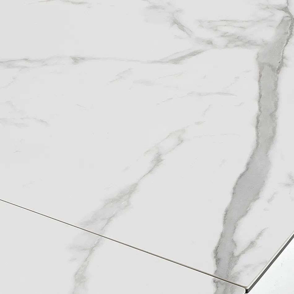 Masa de sufragerie extensibila pana la 240 cm din ceramica si otel - Relief Viadurini