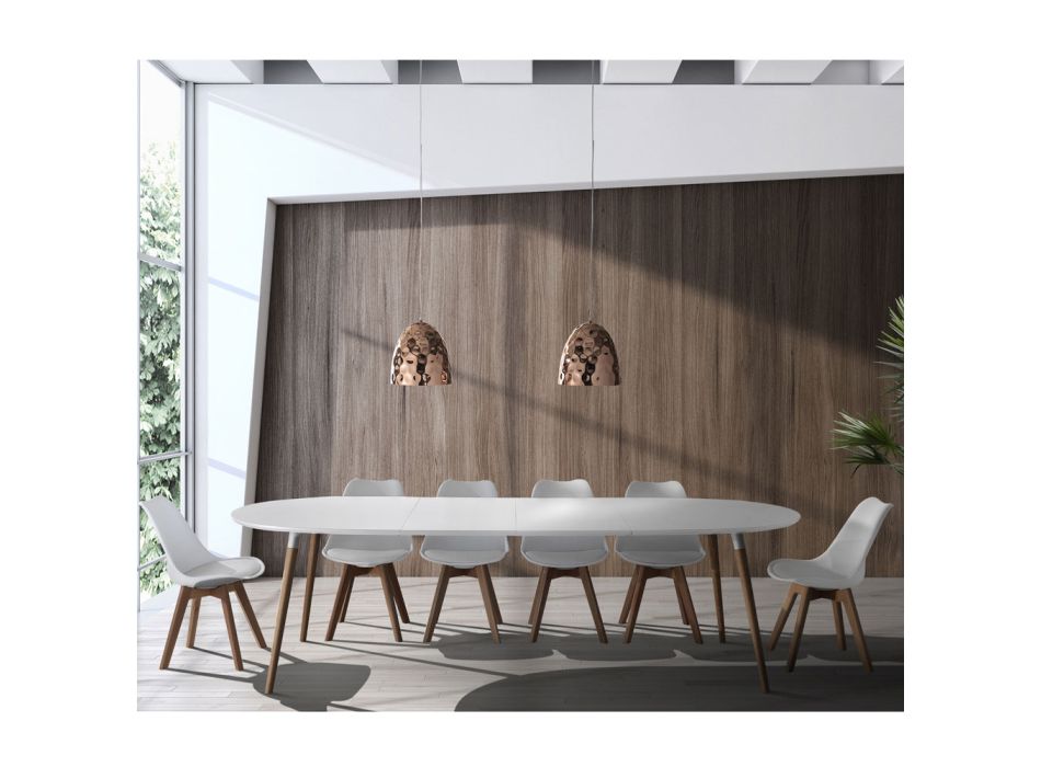 Masa de sufragerie extensibila pana la 270 cm din Mdf si lemn masiv - Maurizio Viadurini