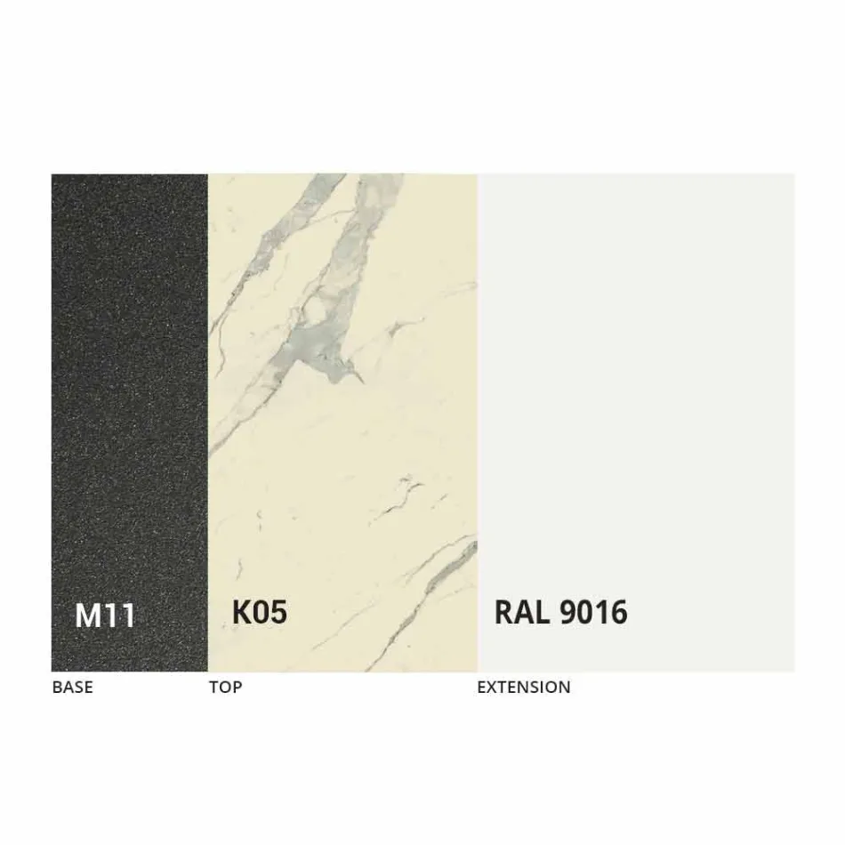 Masă extensibilă de luat masa până la 298 cm în blat din metal și ceramică - Anaconda Viadurini