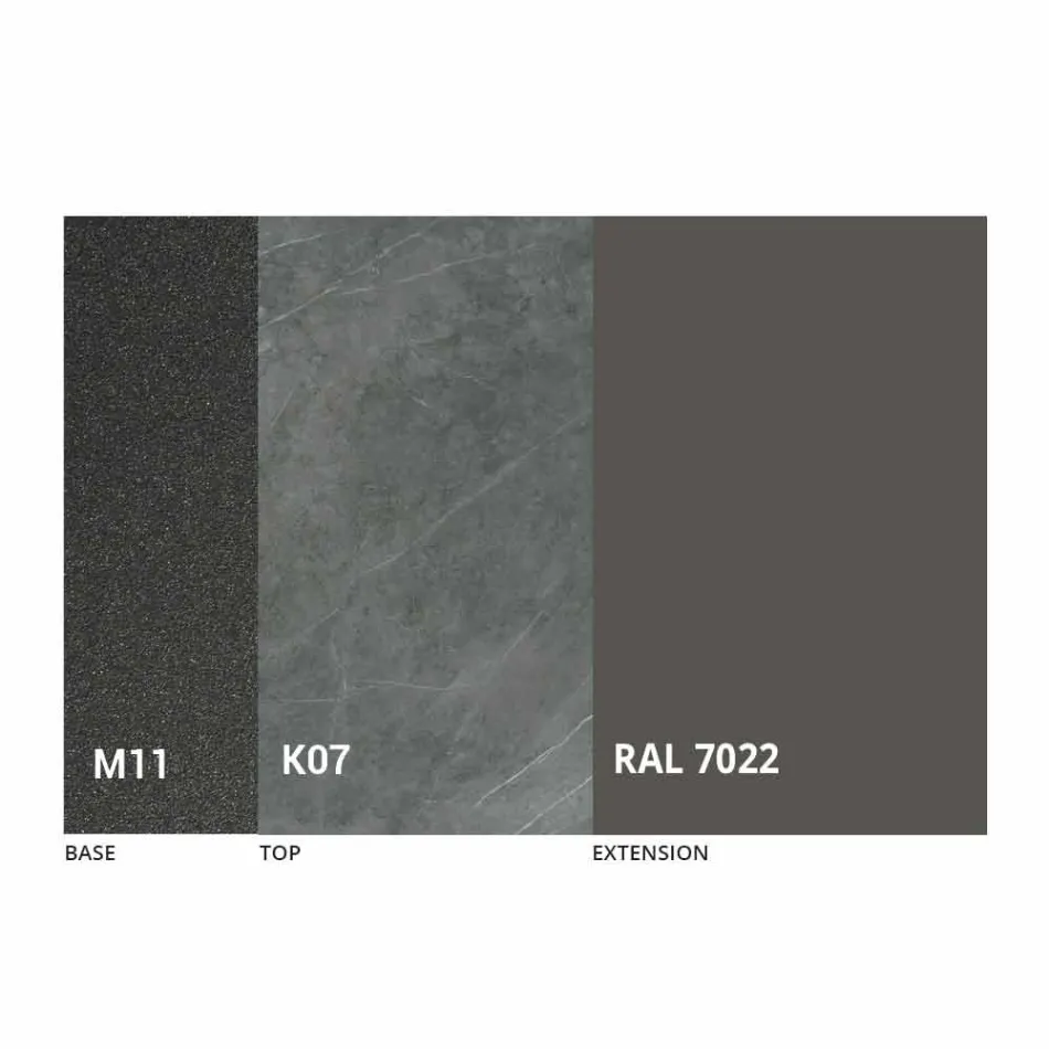 Masă extensibilă de luat masa până la 298 cm în blat din metal și ceramică - Anaconda Viadurini