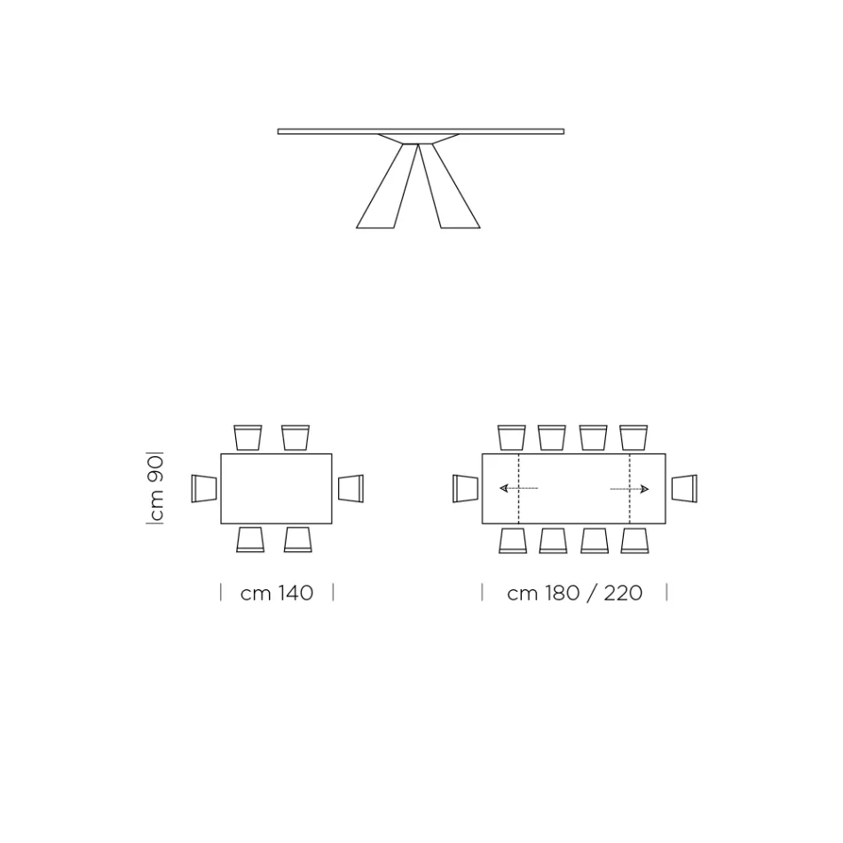 Masa de sufragerie extensibila pana la 300 cm din laminat HPL Made in Italy - Dalmatian Viadurini