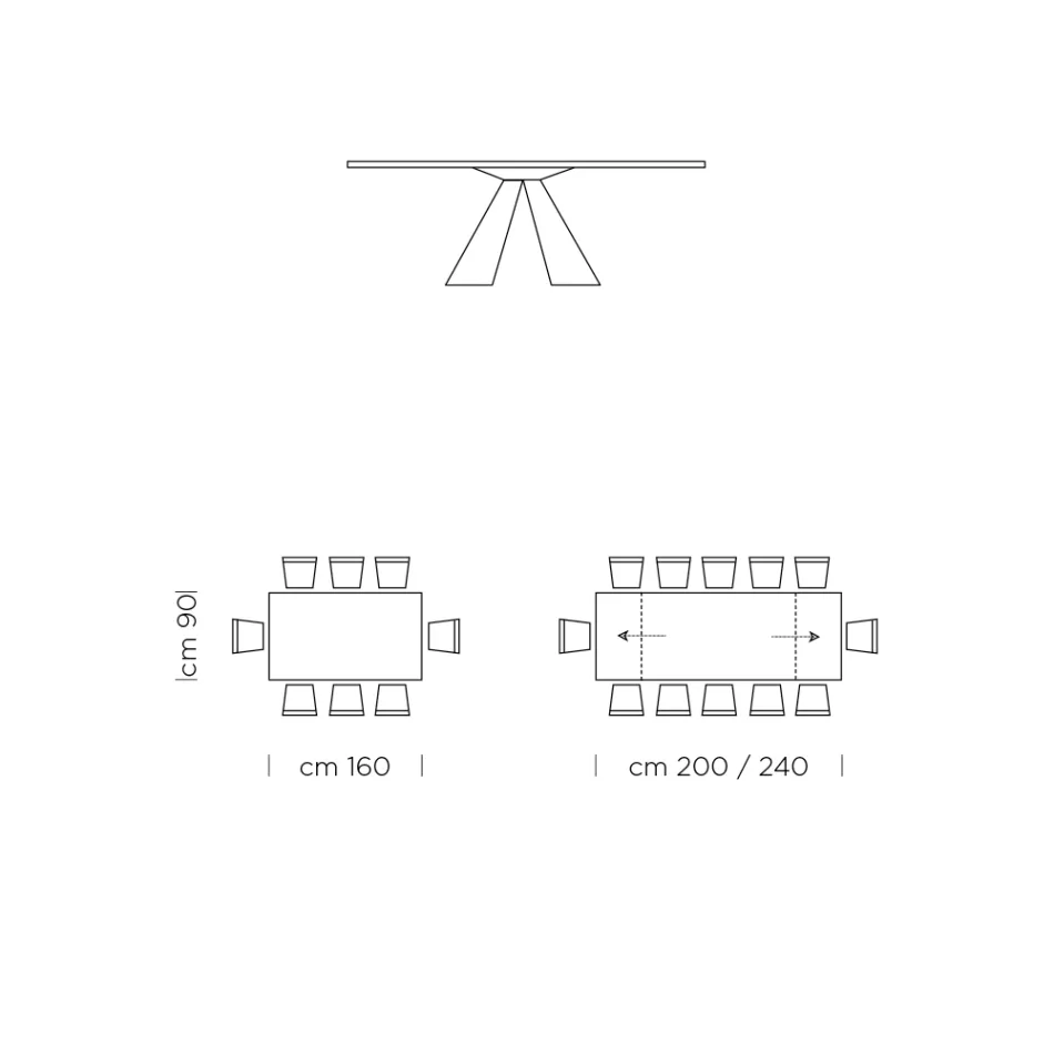 Masa de sufragerie extensibila pana la 300 cm din laminat HPL Made in Italy - Dalmatian Viadurini