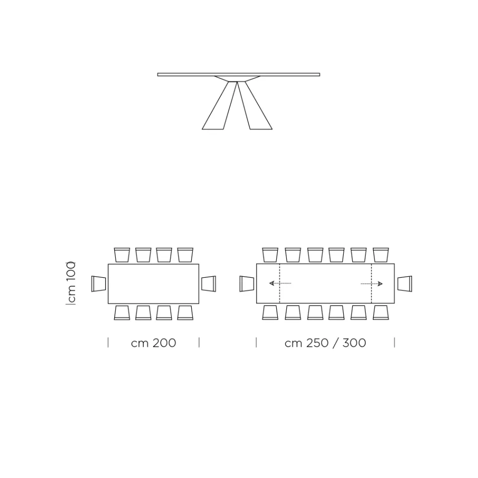 Masa de sufragerie extensibila pana la 300 cm din laminat HPL Made in Italy - Dalmatian Viadurini