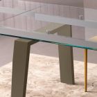 Masa de sufragerie extensibila la 300 cm din lemn si blat din sticla - Bedrio Viadurini