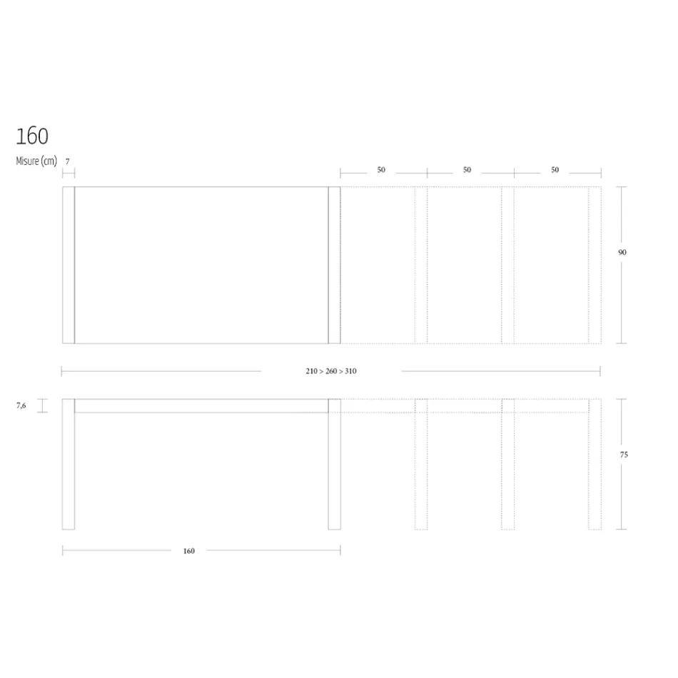 Masa de sufragerie din metal extensibila pana la 310 cm Made in Italy - Euclide Viadurini