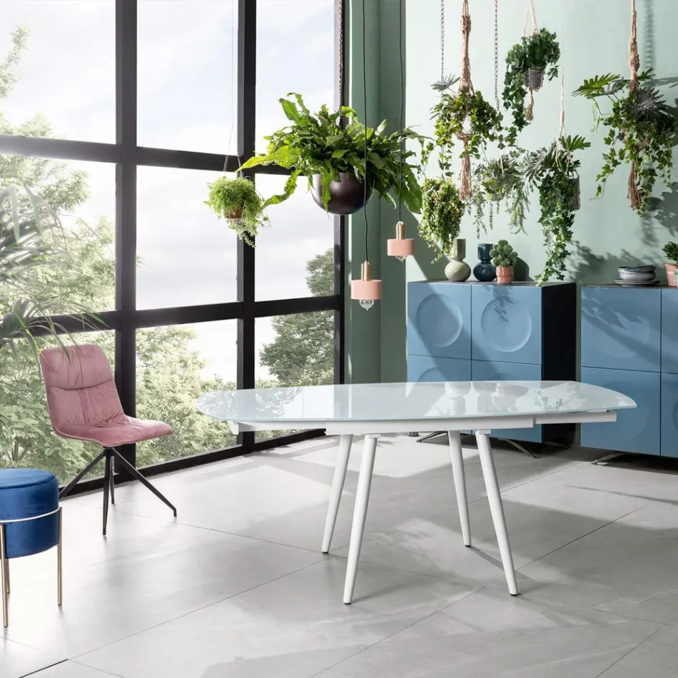 masă cu blat de sticla Extensibil New Japonia Viadurini