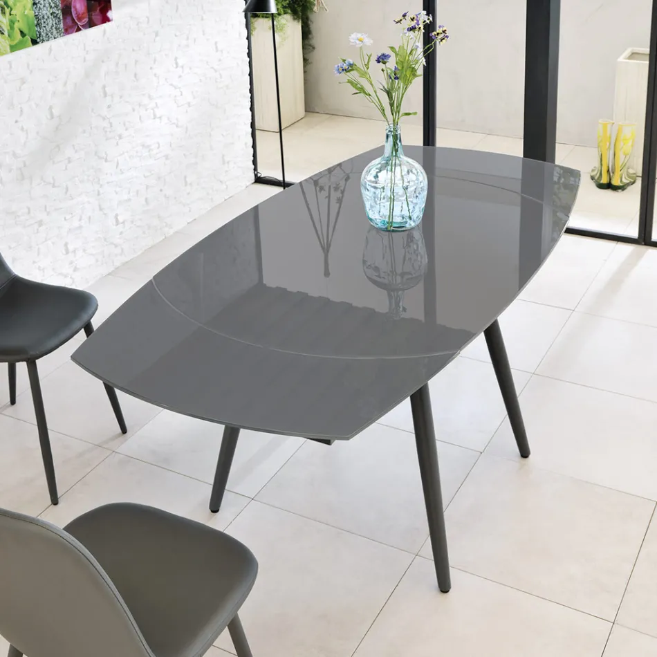 masă cu blat de sticla Extensibil New Japonia Viadurini