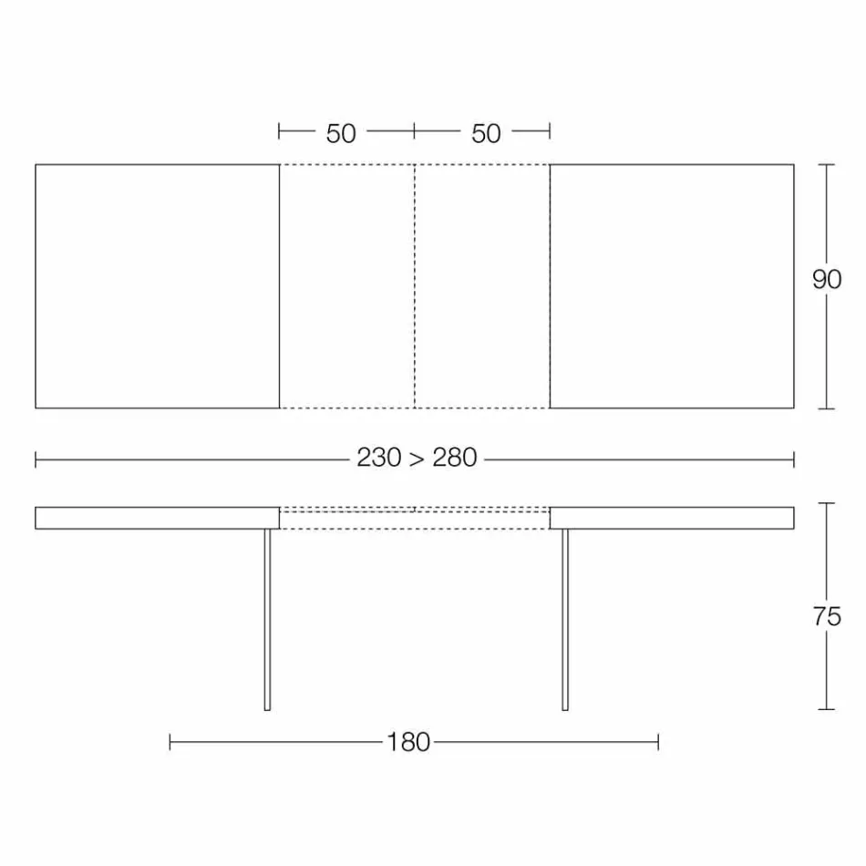 Masă extensibilă de luat masa Până la 280 cm în lemn și sticlă Made in Italy - Focus Viadurini