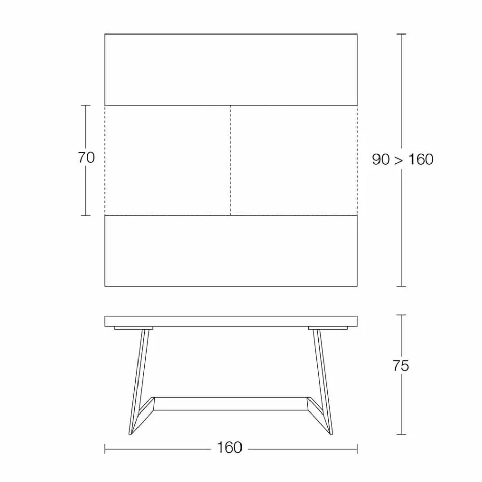 Masă extensibilă de masă Până la 160 cm din lemn Fabricat în Italia - Eugenia Viadurini