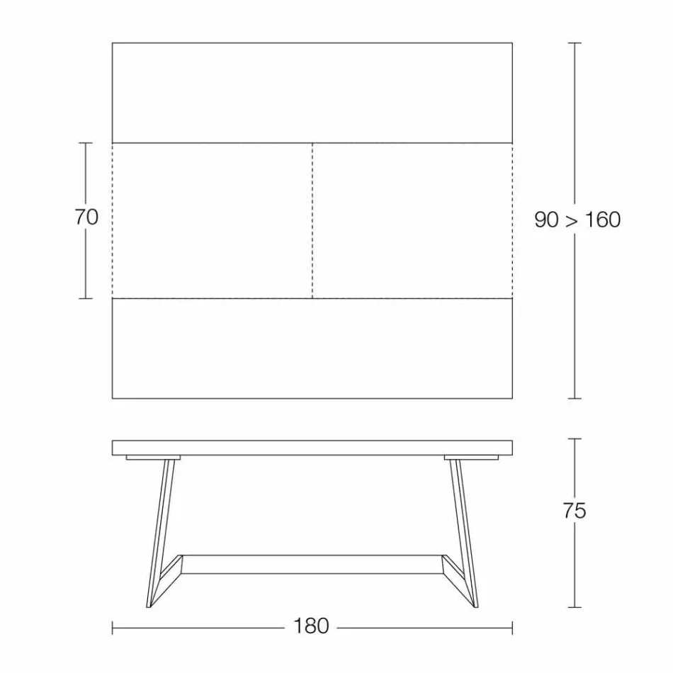 Masă extensibilă de masă Până la 160 cm din lemn Fabricat în Italia - Eugenia Viadurini