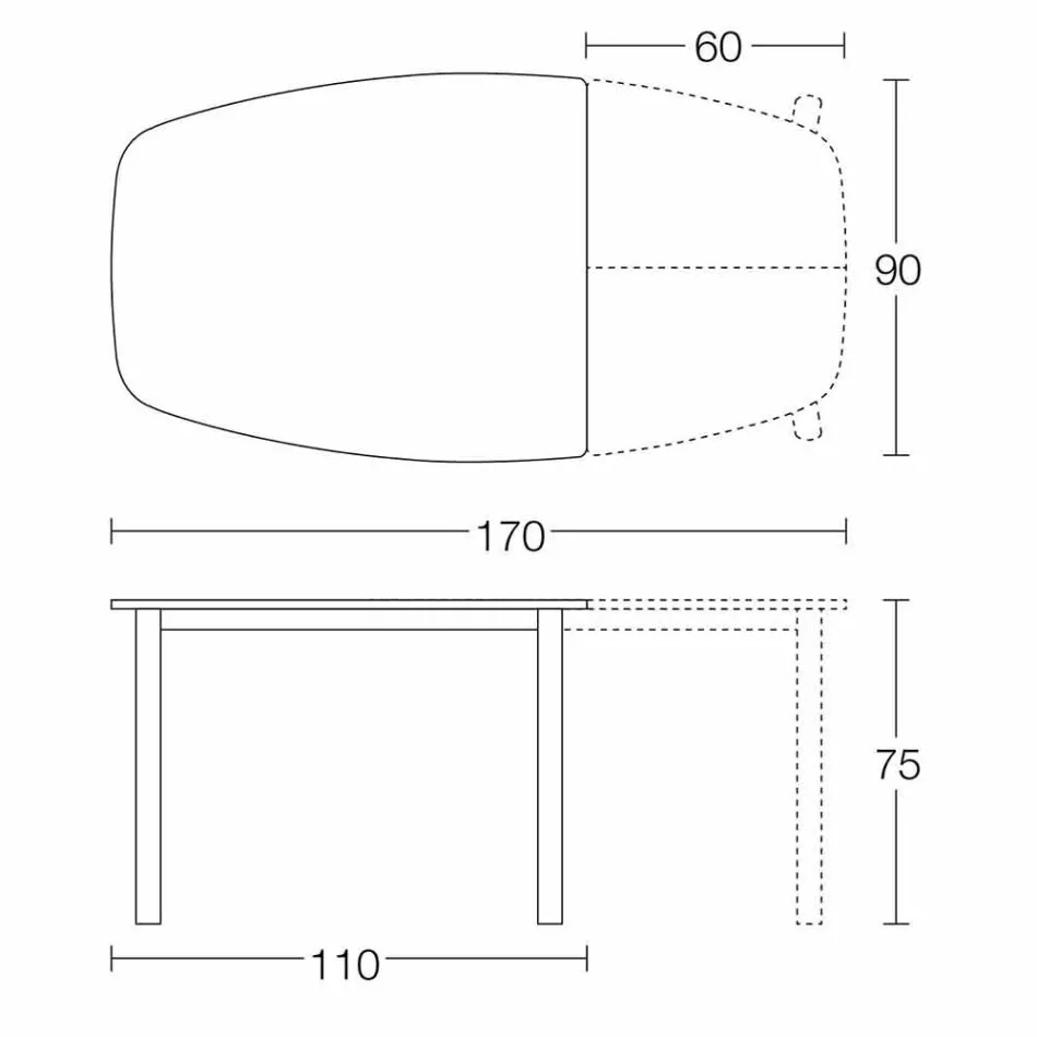 Masă extensibilă de masă Până la 170 cm în ceramică Made in Italy - Tremiti Viadurini