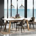 Masa de Sufragerie Extensibila Pana la 235 cm in Mdf Lacuit Alb - Fedora Viadurini