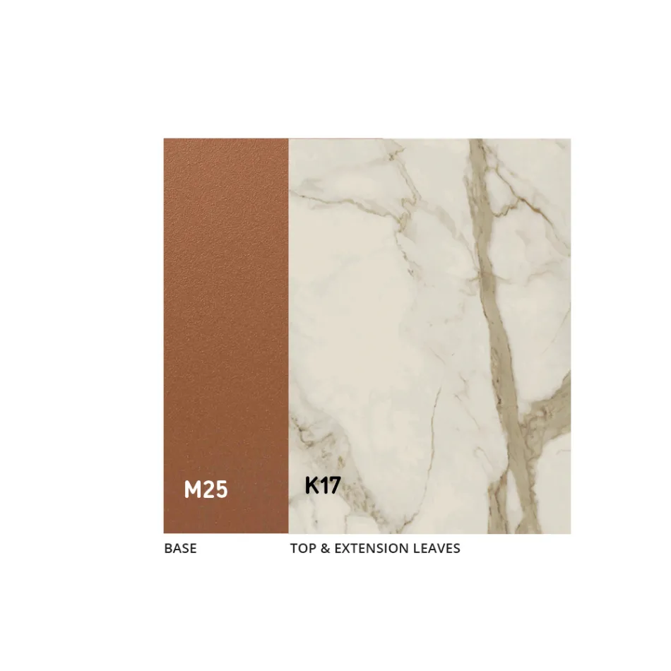 Masă extensibilă de sufragerie până la 280 sau 298 cm, ceramică și metal - Revia Viadurini