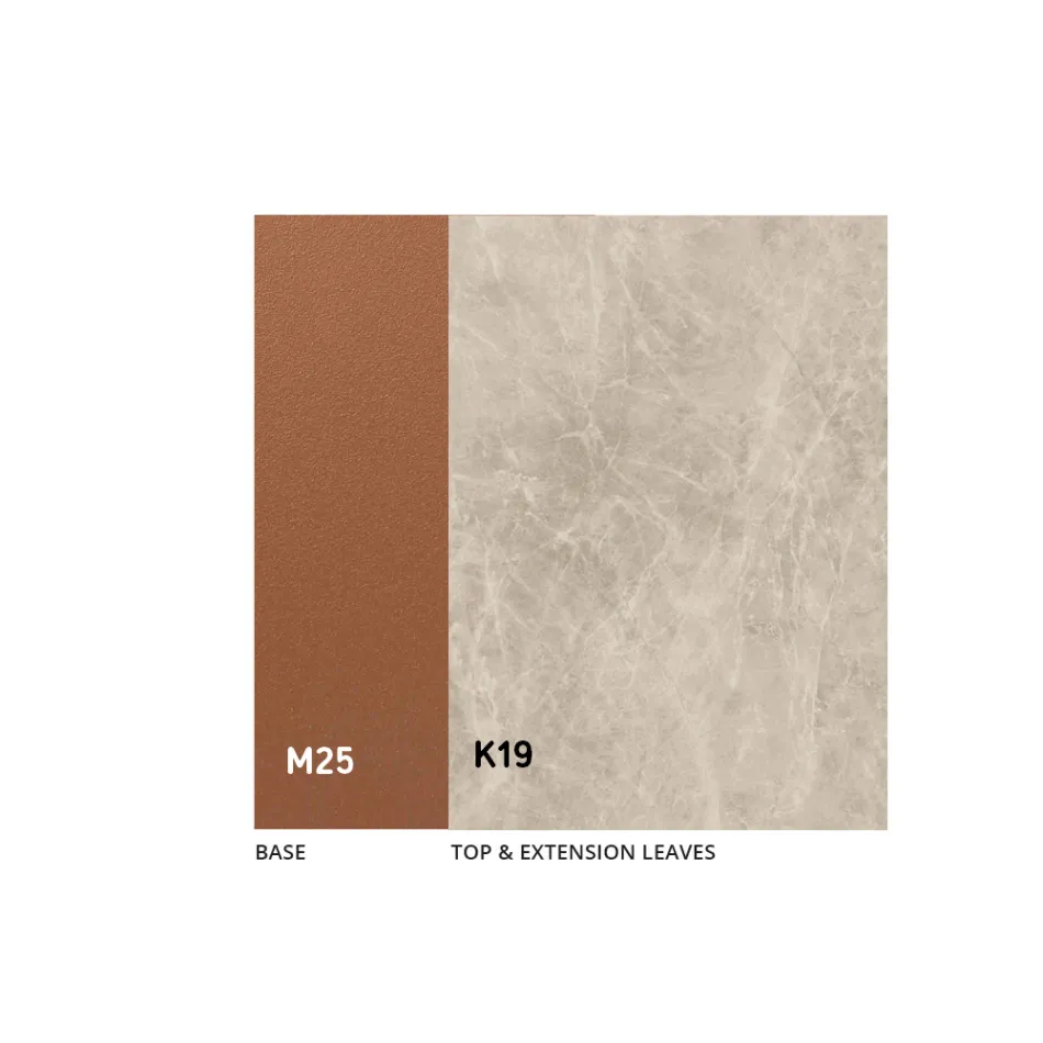 Masă extensibilă de sufragerie până la 280 sau 298 cm, ceramică și metal - Revia Viadurini