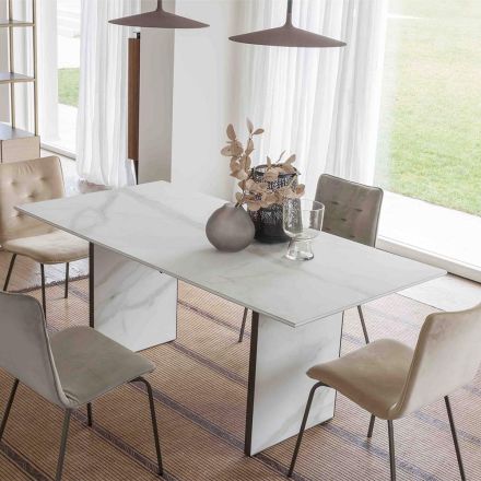 Masă extensibilă de până la 280 sau 298 cm cu blat ceramic - Nomia Viadurini