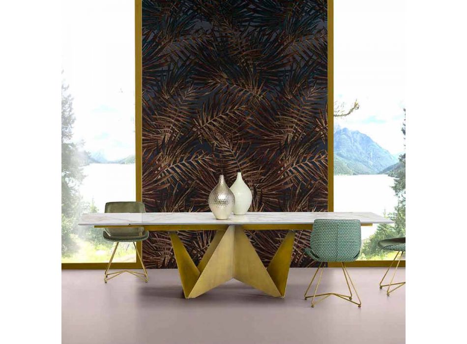 Masă extensibilă de masă Până la 294 cm în gresie din marmură Made in Italy - Macro Viadurini