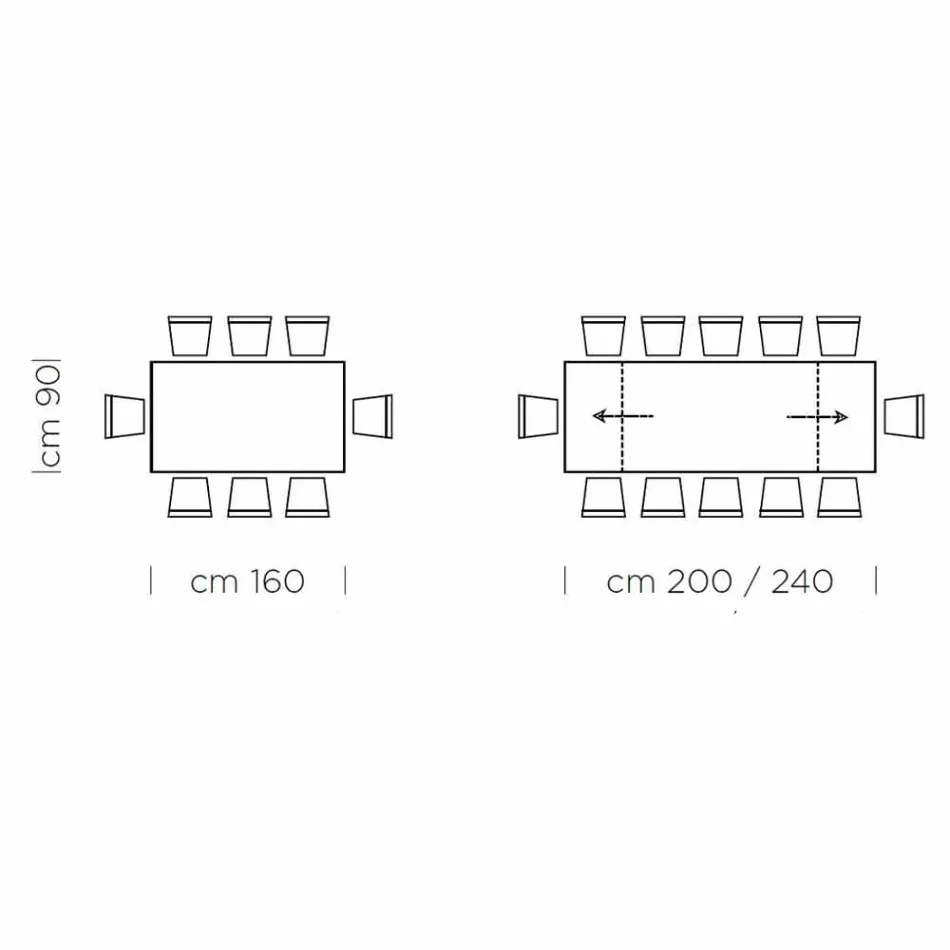 Masa de sufragerie extensibila pana la 300 cm din laminat Made in Italy - Settimmio Viadurini