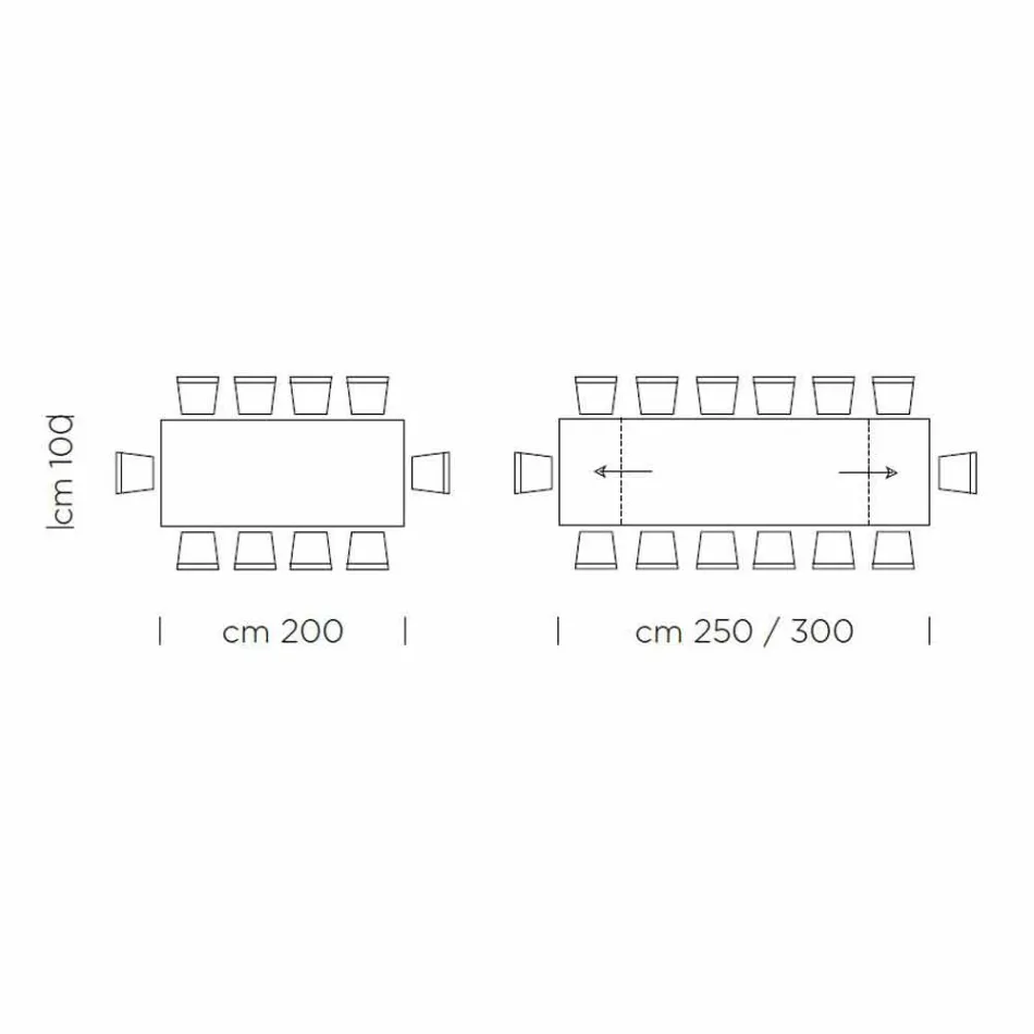 Masa de sufragerie extensibila pana la 300 cm din laminat Made in Italy - Settimmio Viadurini