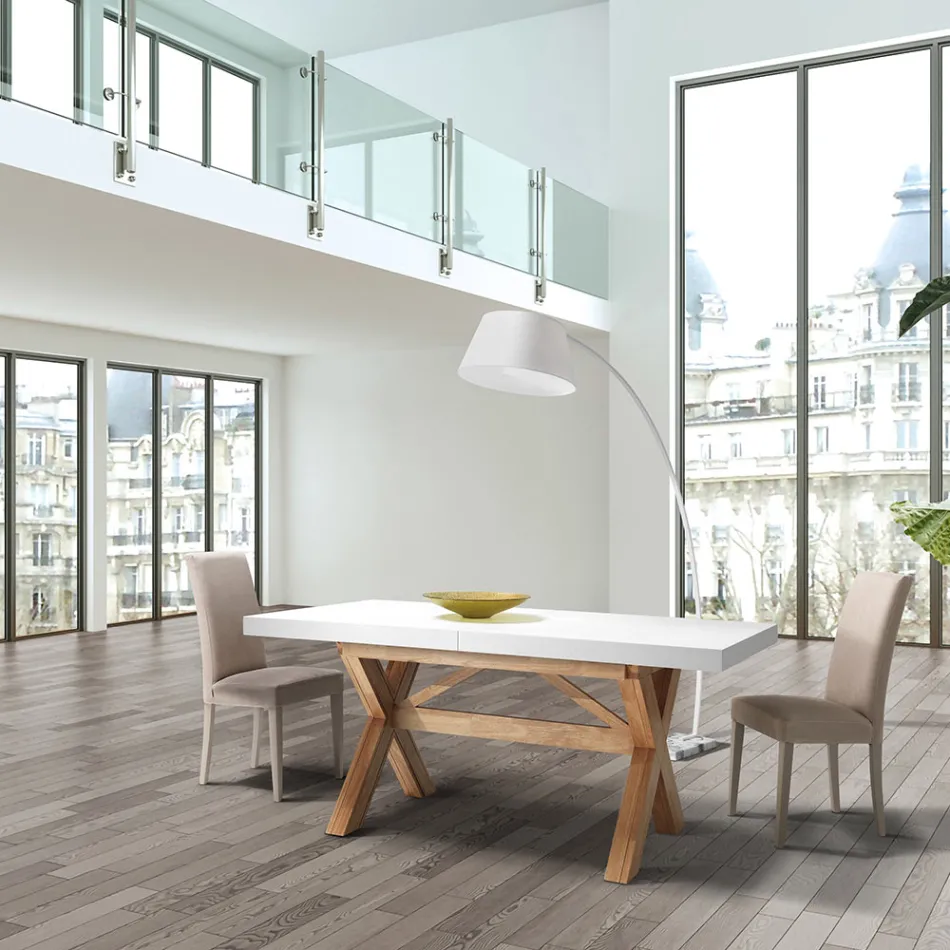 Masa de sufragerie extensibila pana la 315 cm din lemn masiv - Massimo Viadurini