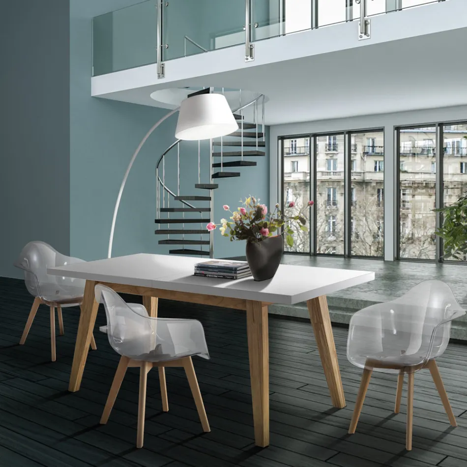 Masa de sufragerie extensibila pana la 315 cm din Mdf si lemn masiv - Paolo Viadurini