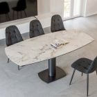 Masa de sufragerie extensibila din ceramica si baza metalica - Indira Viadurini